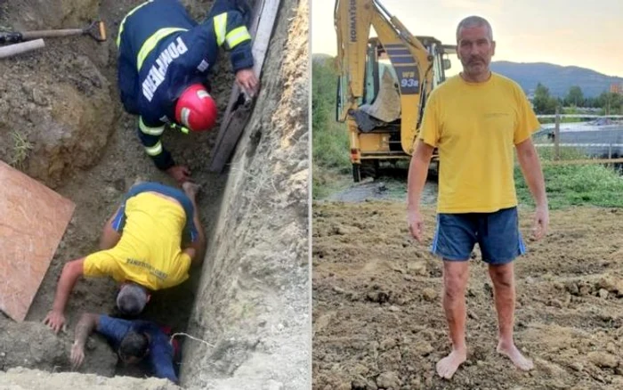 
    Polițistul a săpat cu mâinile goale în pământ până la sosirea pompierilorFoto: IPJ Hunedoara  