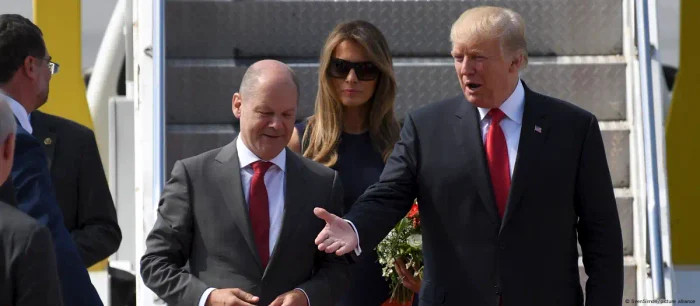 Donald Trump și Olaf Scholz la reuniunea G20 din 2017 de la Hamburg