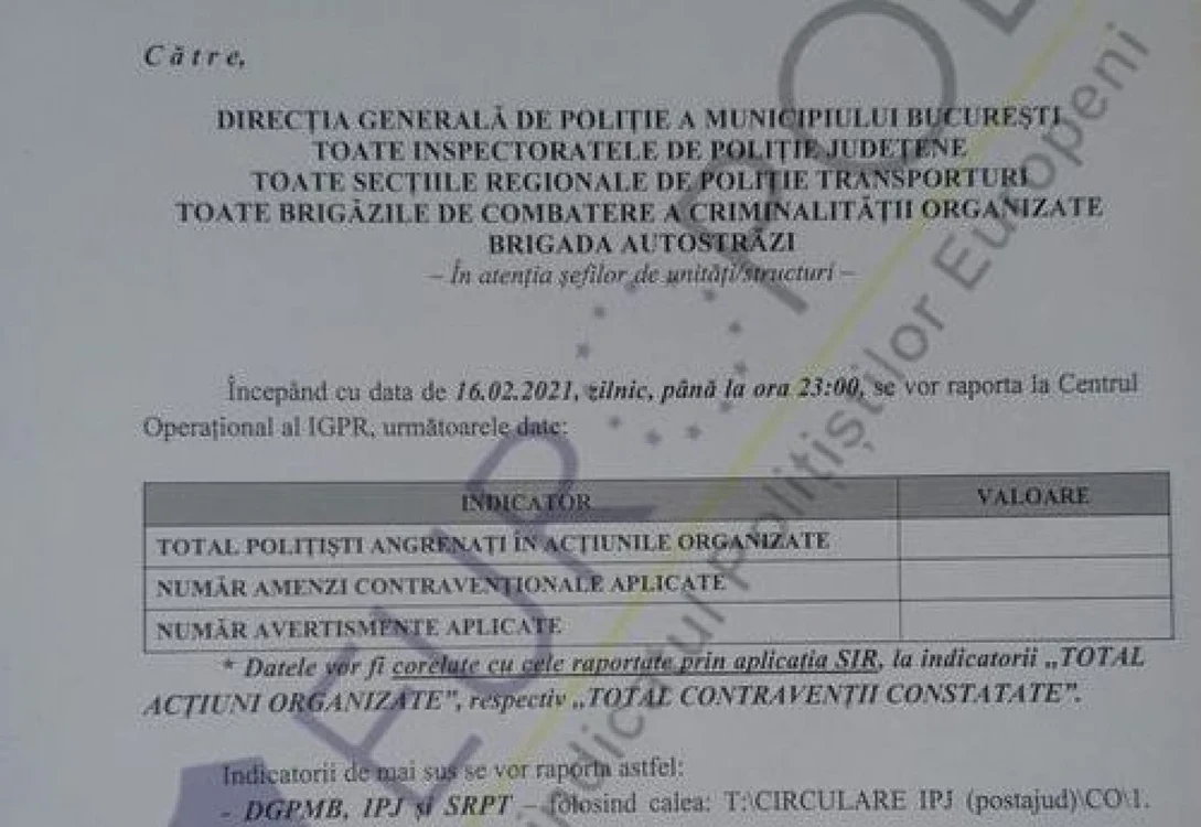 Ordinul prin care se cere raportarea sancţiunilor aplicate FOTO Facebook
