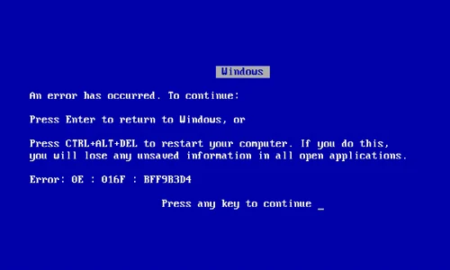 bsod windows 9x pana la xp jpeg