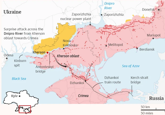 Ucraina ar putea lansa un atac-supriză peste râul Nipru FOTO THE Guardian