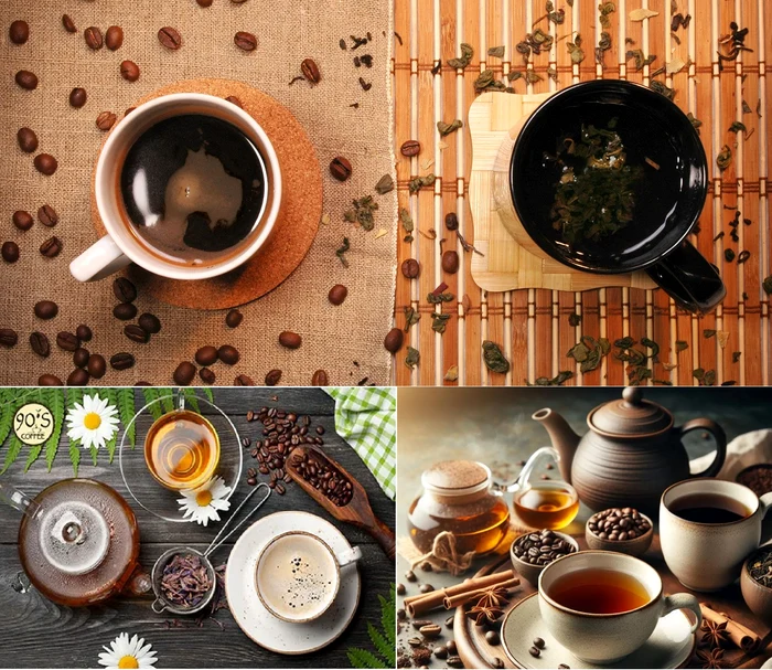 Cești cu cafea vs cești cu ceai Colaj Prevention&90cCofee
