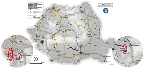 Harta linie ferată Timișoara-Reșița