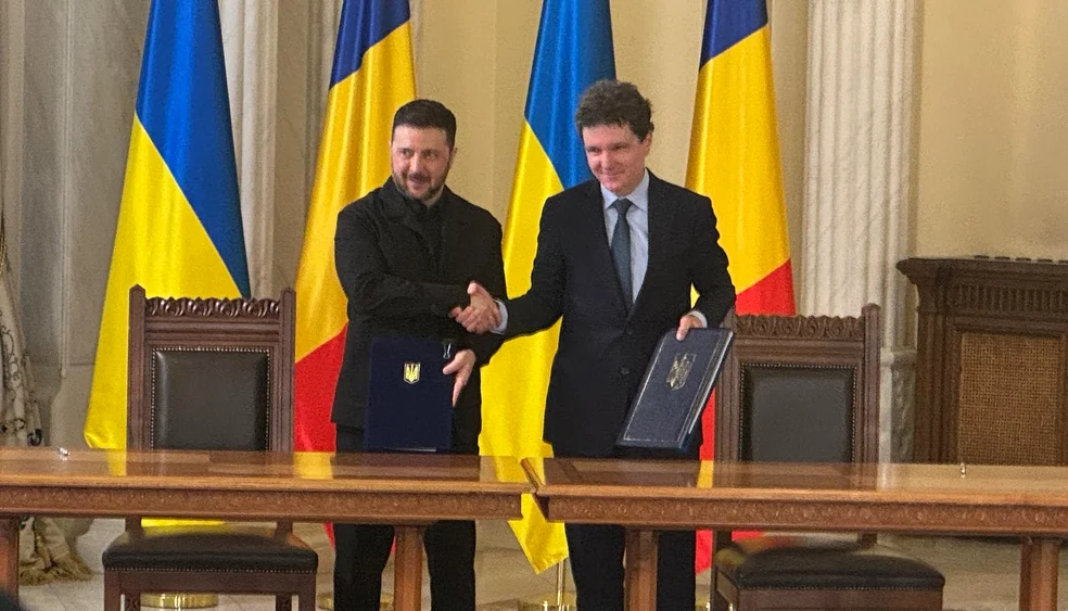 Volodimir Zelenski și Nicușor Dan au semnat documente de cooperare FOTO: Adevărul