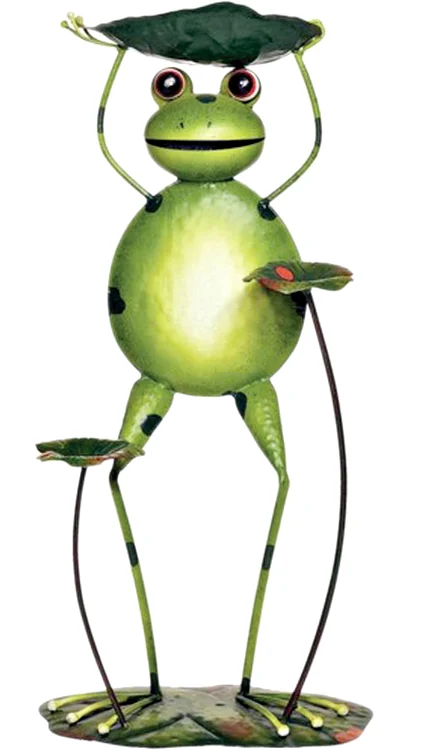 Decoraţiune de exterior sub formă de broscuţă, cadru oţel  27x56x16,5 cm, la kika