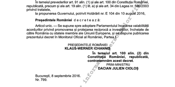 decret iohannis ciolos protejare investitii ue
