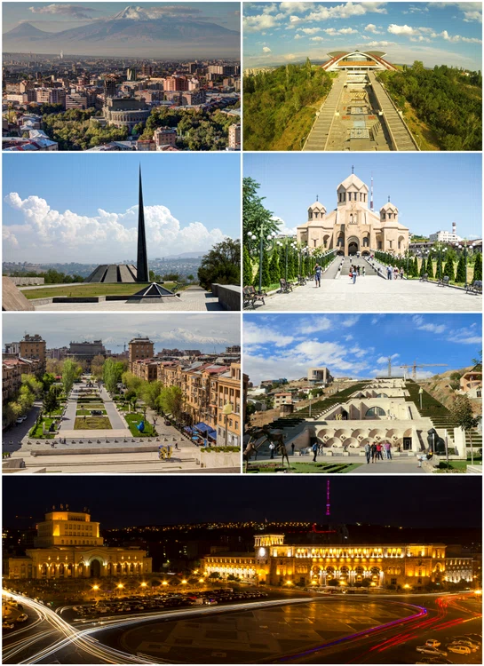 Un colaj cu principalele obiective turistice din Erevan