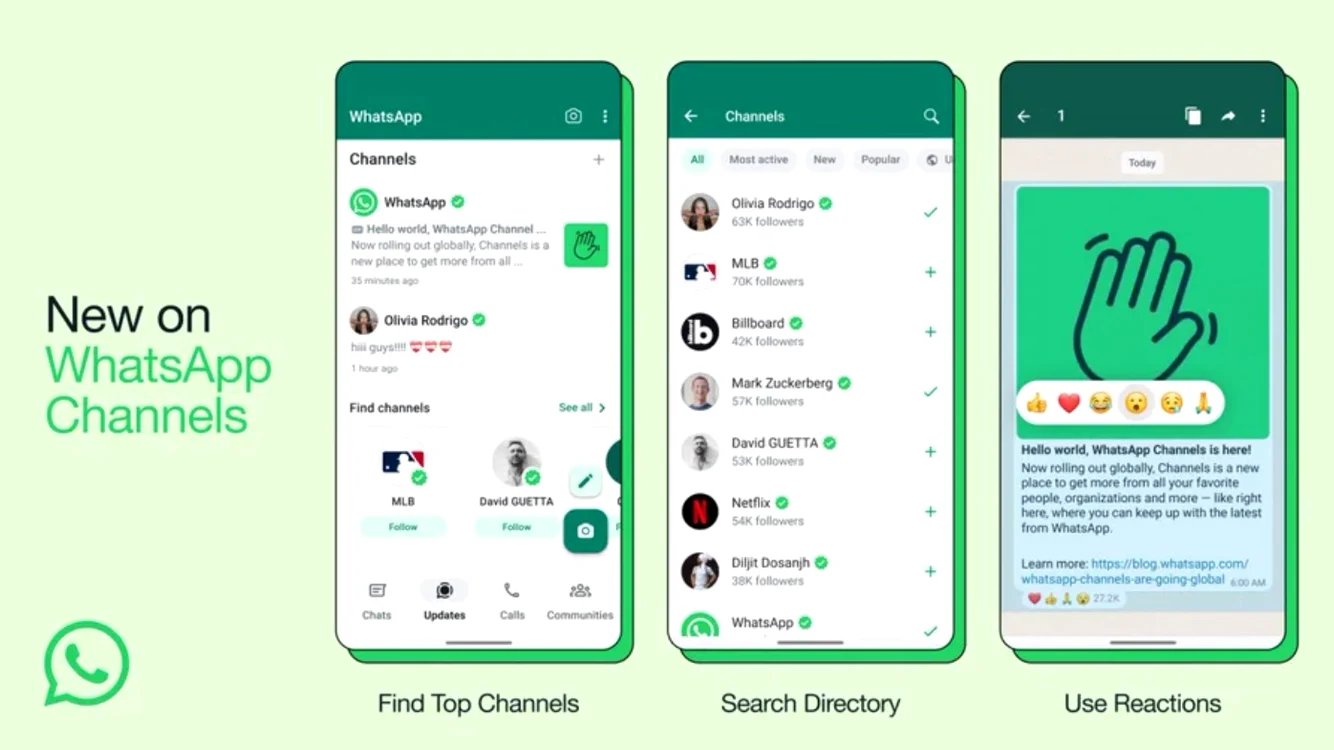 Noua funcție „Channels”, disponibilă pe WhatsApp FOTO X/ Meta Newsroom