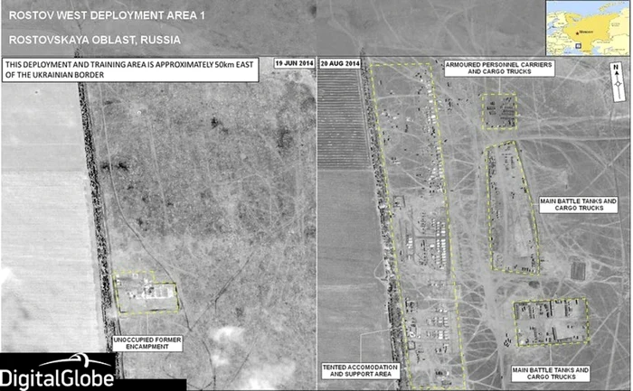 Imaginile din satelit ar arăta militari ruşi în Ucrania FOTO:AP Images/NATO