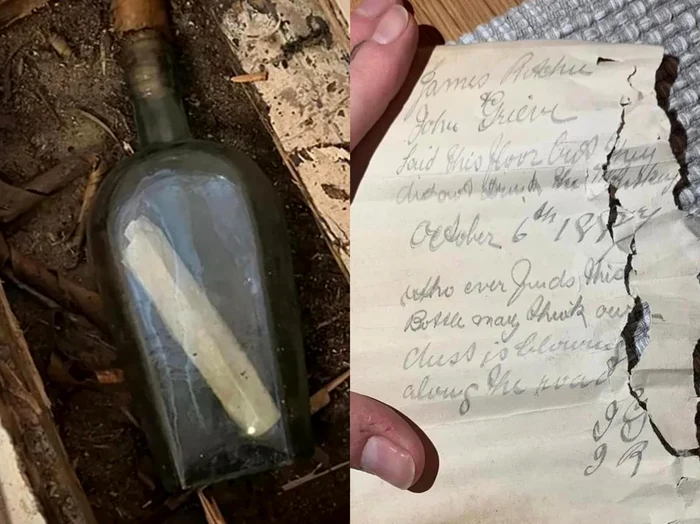 Sticla și mesajul recuperat. foto Facebook/ Eilidh Stimpson
