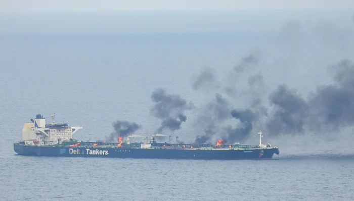 Petrolierul grecesc a fost atacat de rebelii houthi în urmă cu o săptămână FOTO @EUNAVFORASPIDES / X