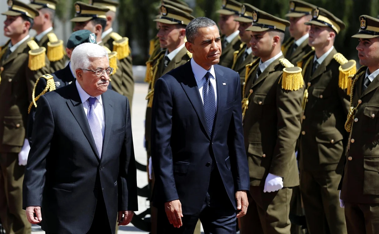 Preşedintele palestinian, Mahmoud Abbas, împreună cu şeful de la Casa Albă FOTO Reuters