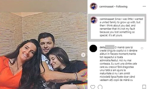 Carmina a publicat în mediul online o imagine emoționantă, urmată de un mesaj dureros  jpeg