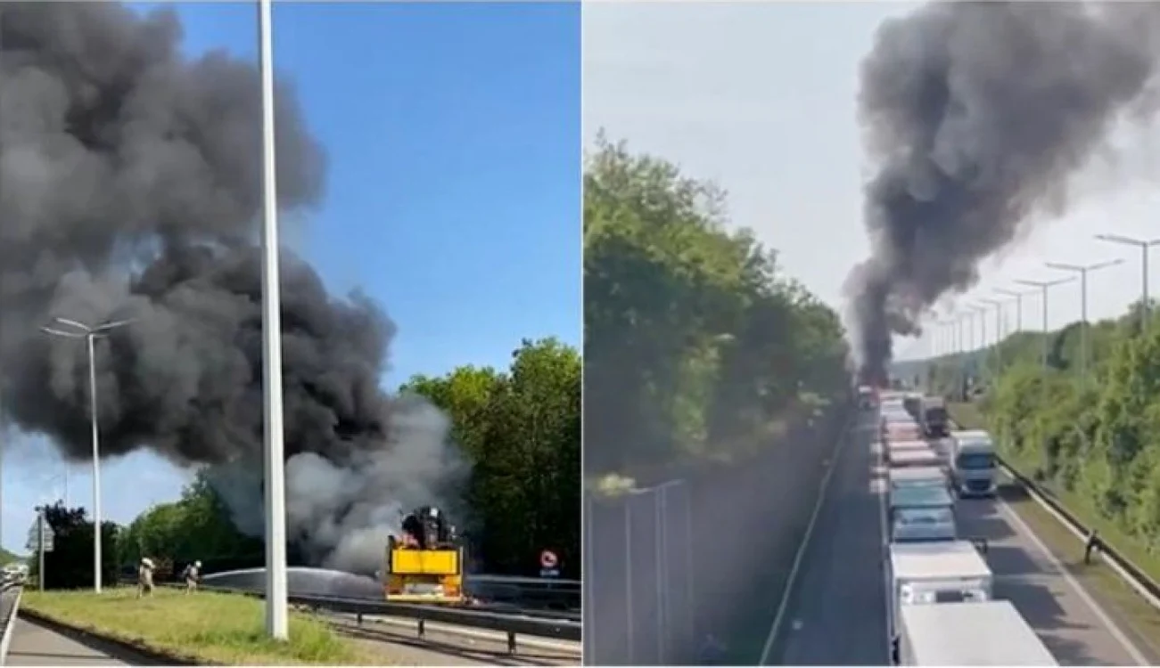 Imagini cu incendiul devastator care a mistuit TIR-ul pe E314, în Belgia FOTO stiridiaspora.ro