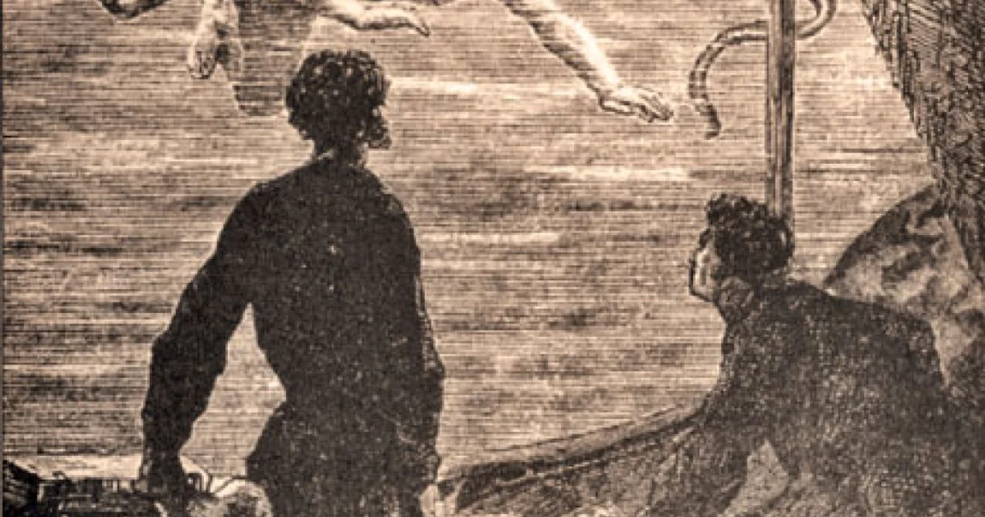 Personaje fantastice în adâncurile mării, într-o ilustraţie  din volumul „20.000 de leghe sub mări“