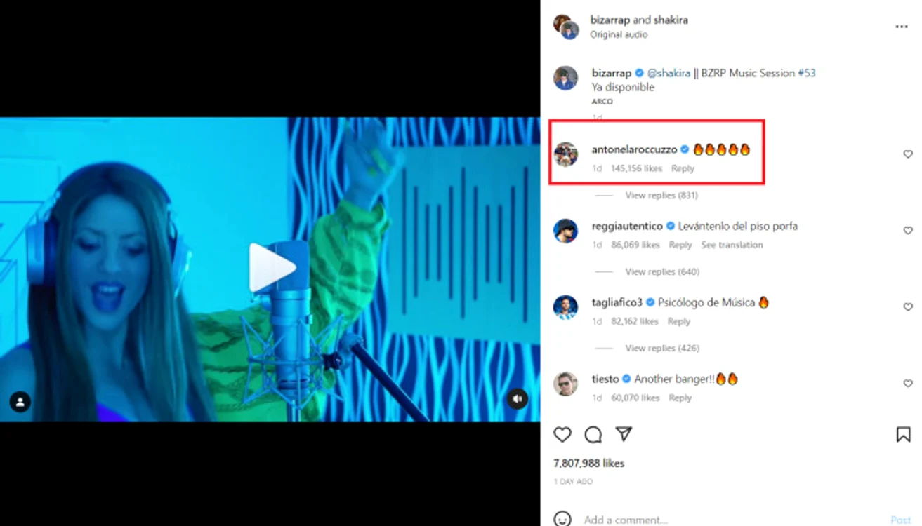Antoanela a reacționat la postarea cu melodia câmntăreței Shakira. Captura Youtube
