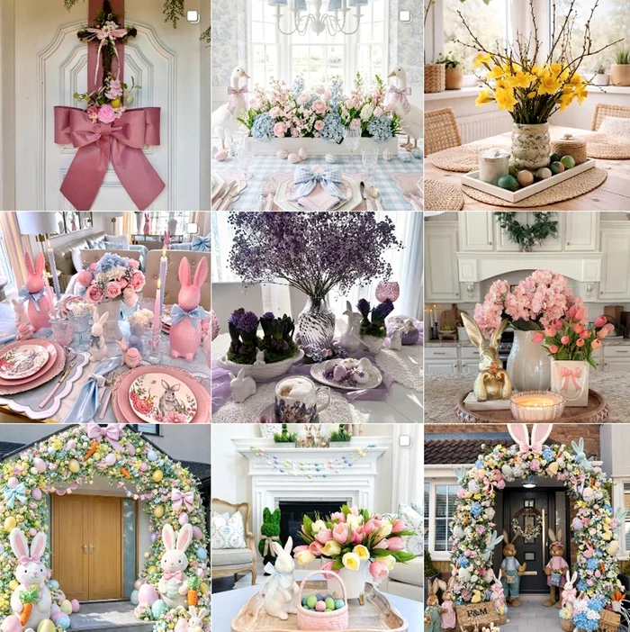 Idei de decor interior și exterior de Paște Sursă Easter Decor Trends 2026 Instagram