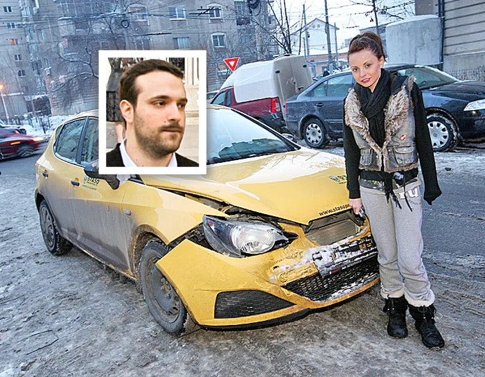 
    Alexandra a derapat,  din cauza poleiului,  şi a intrat în altă maşină  