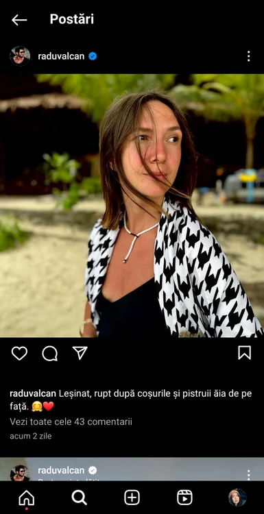 Postarea lui Radu Vâlcan / foto: Captură Instagram