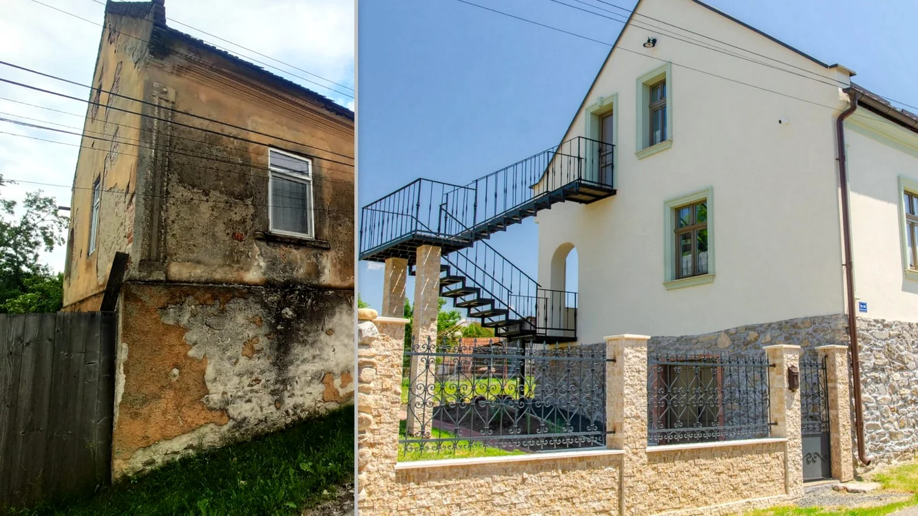 Casa din 1872, înainte și după restaurare