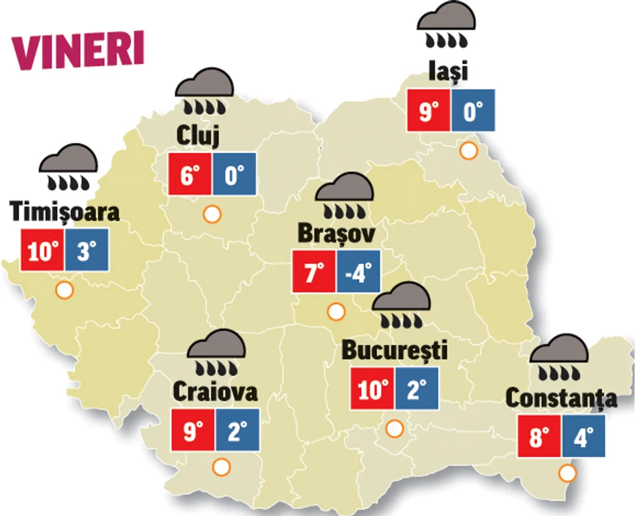 Astăzi vor cădea precipitații în toate regiunile țării