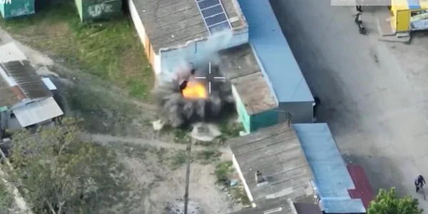 atac orasul ucrainean ocupat Oleșki FOTO captura video jpg