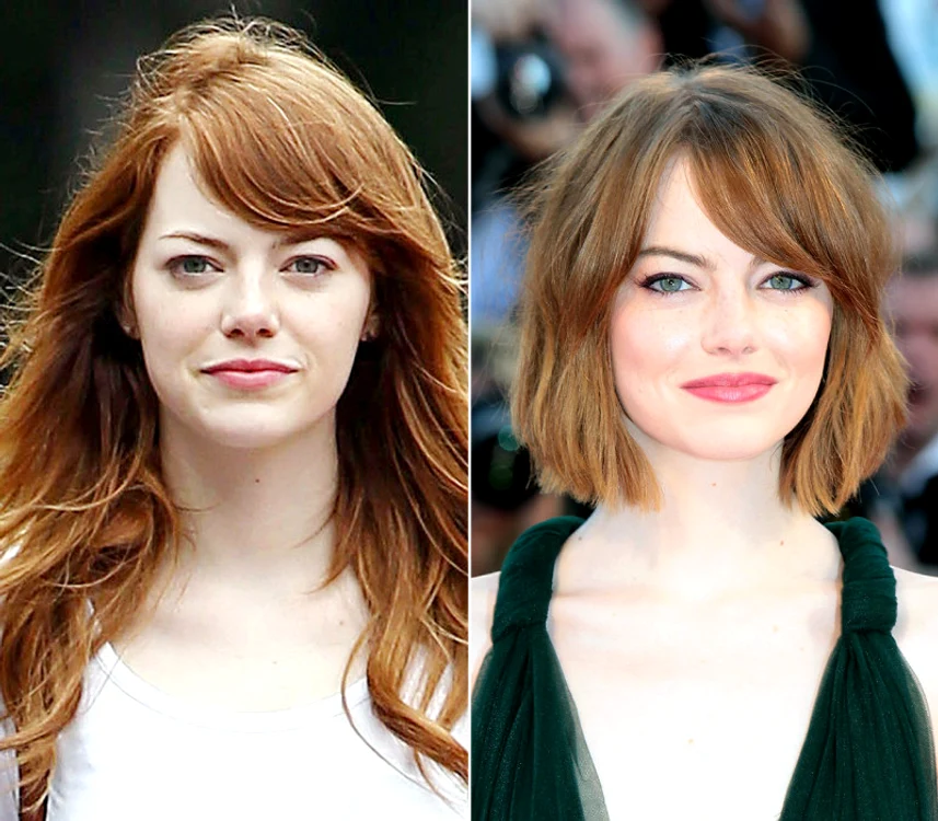Emma Stone cu păr lung șu cu tunsoare bob în straturi Arhiva Adevărul