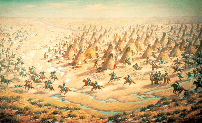  „Masacrul de la Sand Creek“, pictură de Robert Lindneux. FOTO: Getty Images