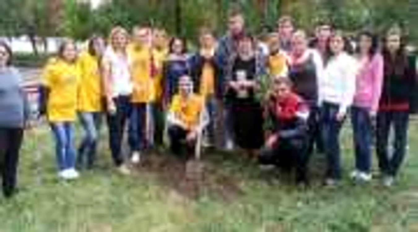 Elevii și profesorii au plantat copaci în curtea școlii