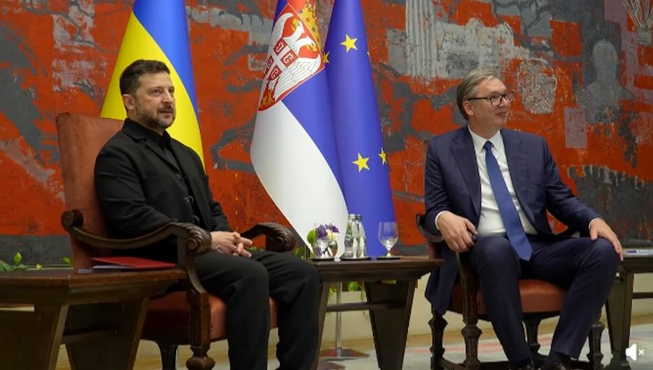 Zelenski la întâlnirea cu Vucic de la Belgrad FOTO: Captură video