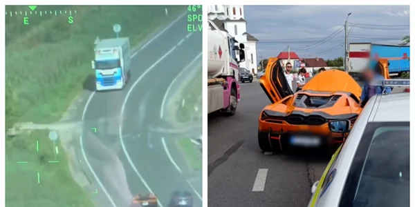 Lamborghini filmat din elicopter efectuând trei depășiri pe linia continuă. Pedeapsa primită de șofer