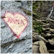 „Anna”, declarație de iubire cu graffiti pe Transfăgărășan. Bărbatul riscă o amendă pentru gestul său FOTO captura video social media