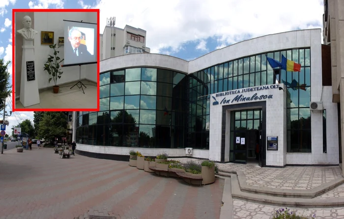 În holul mare al Bibliotecii Judeţene "Ion Minulescu" din Slatina se află de-acum un bust al lui Paul Matiu (FOTO: Mugurel Manea)