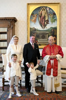 Marea Ducesă Stéphanie a Luxemburgului și Papa Leon la Vatican