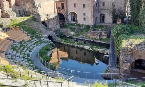 Scena Teatrului Antic din Catania, inundată de ape subterane, la 24 februarie 2022 (© Università di Catania)