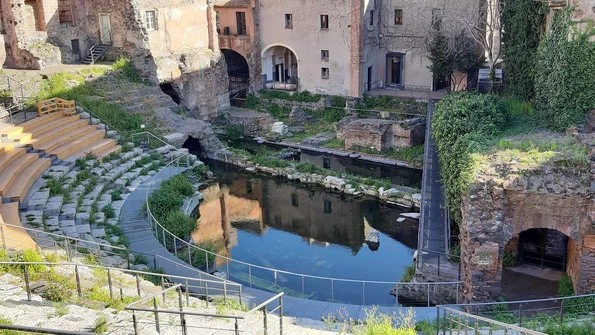 Scena Teatrului Antic din Catania, inundată de ape subterane, la 24 februarie 2022 (© Università di Catania)