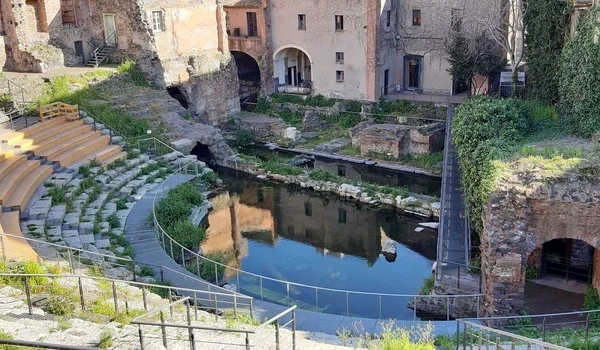 Scena Teatrului Antic din Catania, inundată de ape subterane, la 24 februarie 2022 (© Università di Catania)