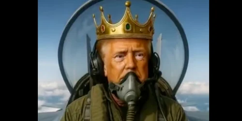 videoclip generat cu AI cu Donald Trump improscand protestatarii dintr un avion foto truth social png