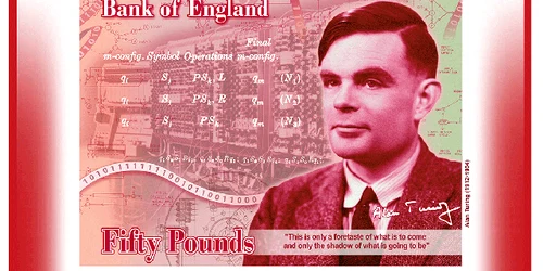 Alan Turing pe bancnota de 50 de lire