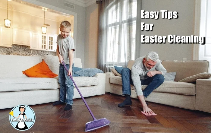 Bunic și nepot curăță și lustruiesc podelele înainte de Paște Sursă EmilysMaids jpg