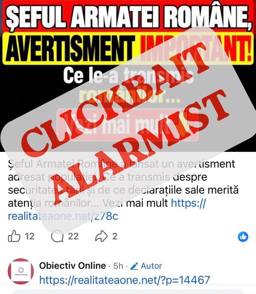 MApN dezminte o presupusă „alertă națională” pusă pe seama șefului Armatei. Ce mesaje circulă pe Facebook