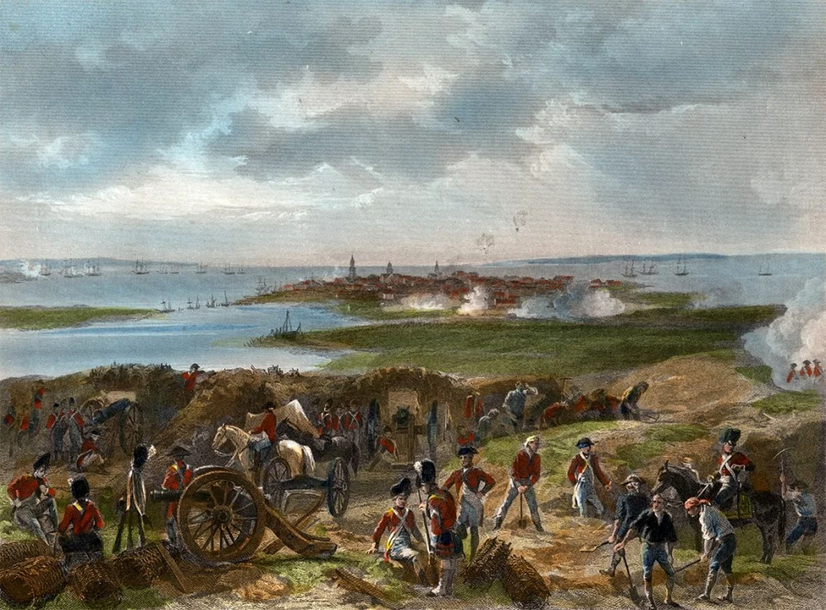 Asediul orașului Charleston (1780) de căre armata britanică. Pictură de Alonzo Chappel (© Wikimedia Commons)