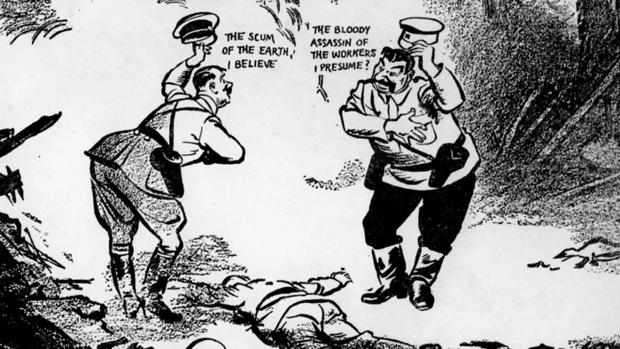 Rendezvous 1939: David Low’s cartoon satirising the Molotov-Ribbentrop pact