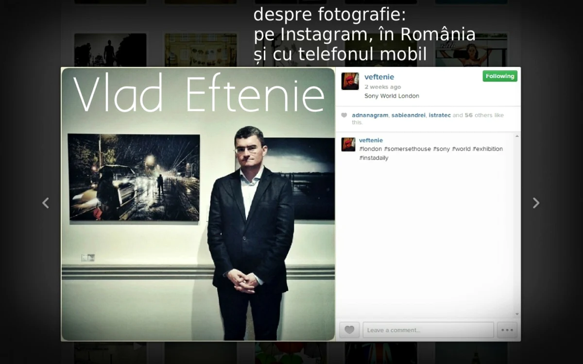 Vlad Eftenie, fotograful premiat la Sony World Photography. FOTO Captură/Instagram - veftenie