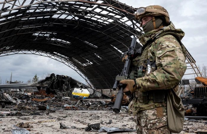 Soldat ucrainean la Hostomel. Foto: GettyImages