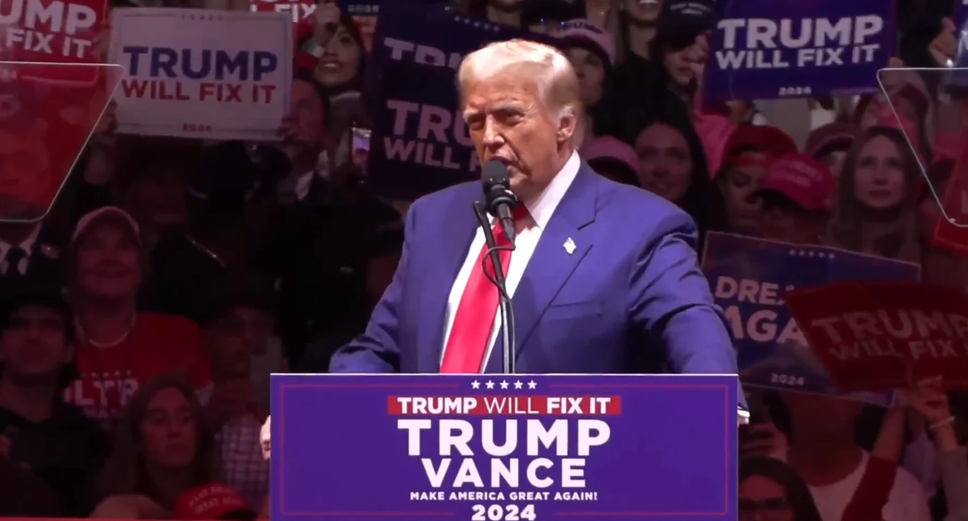 Donald Trump în timpul mitingului organizat la Madison Square Garden Foto: Captură Video X