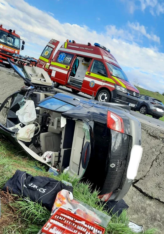 Accident rutier mortal pe DN 1 - Sibiu - soldat cu două victime Foto ISU Sibiu