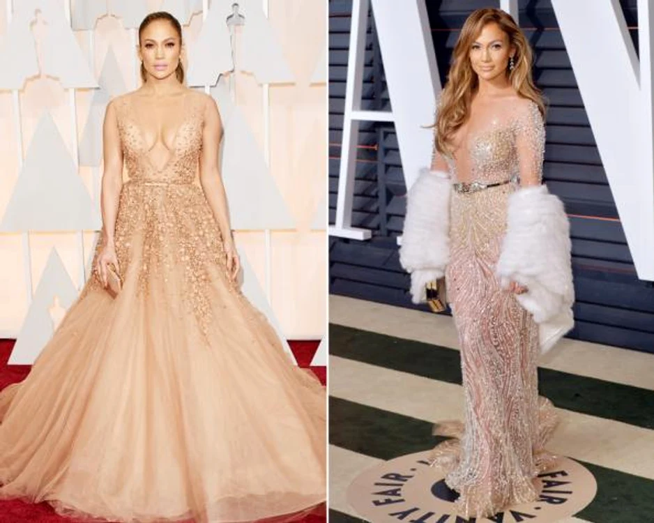Jennifer Lopez a renunțat la rochia de prințesă creată de Elie Saab pentru Oscar 2015, însă nu și la decolteuFoto: Getty