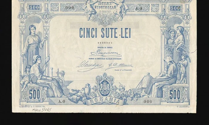 Bilet ipotecar cu valoarea de 500 Lei (specimen), 1877 (© Muzeul Național de Istorie a României)