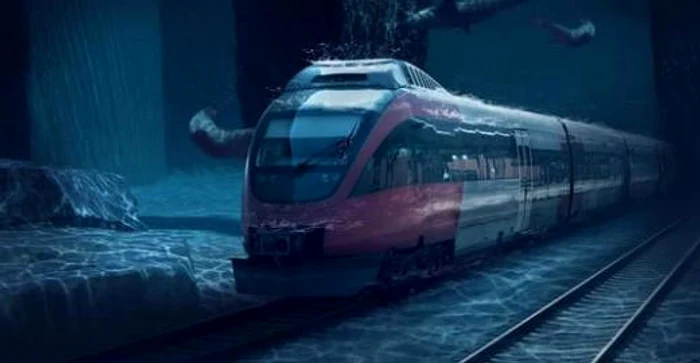 foto cale ferată tren sub apă